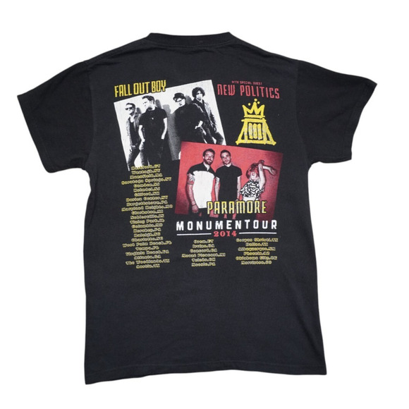 Fall Out Boy x Paramore x New Politics Monumentour 2014 Band Tee – Size S - Picture 2 of 4